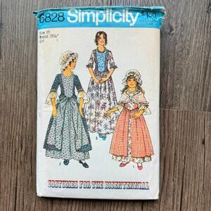 Vintage 1970s Simplicity 6828 Sewing Pattern Womens XXS Colonial Dress COMPLETE